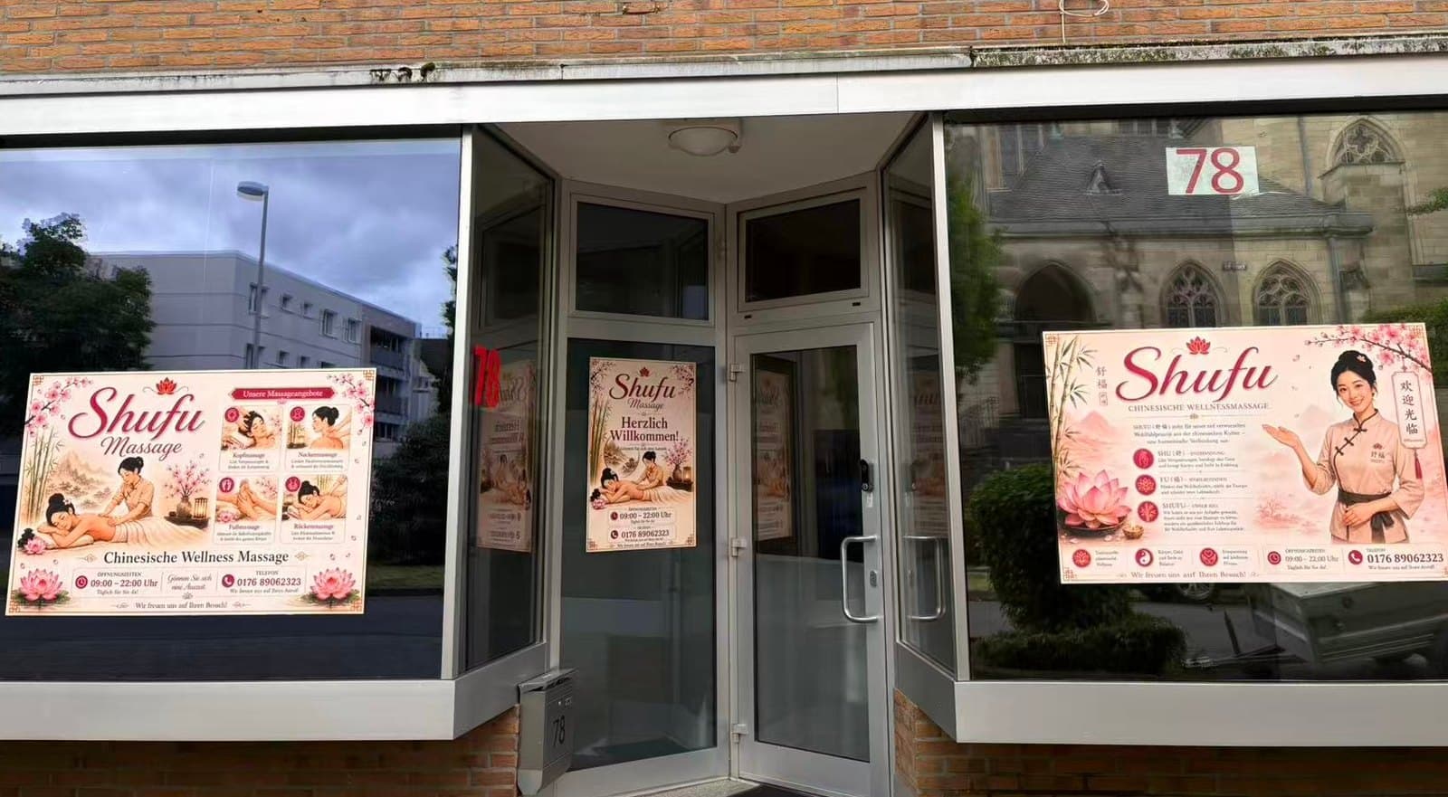 Eingang von Shufu Massage in der Keplerstraße 78 in Mönchengladbach-Rheydt